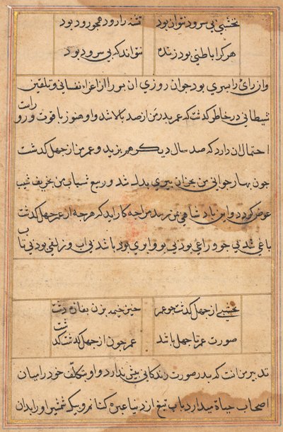 صفحة من حكايات ببغاء توتي ناما: صفحة نصية ، ج. 1560. بواسطة غير معروف