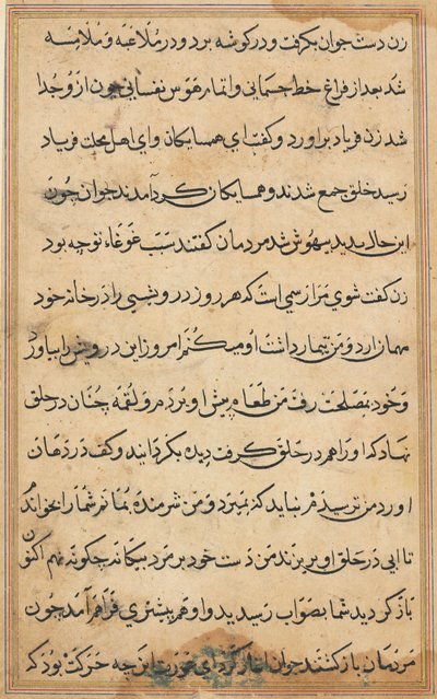 صفحة من حكايات ببغاء توتي ناما: صفحة نصية ، ج. 1560. بواسطة غير معروف