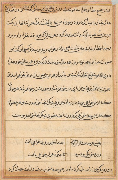 صفحة من حكايات ببغاء توتي ناما: صفحة نصية ، ج. 1560. بواسطة غير معروف