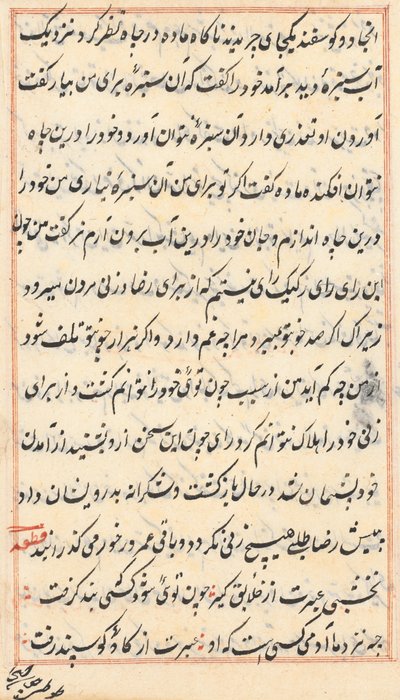 صفحة من حكايات ببغاء توتي ناما: صفحة نصية ، ج. 1560. بواسطة غير معروف