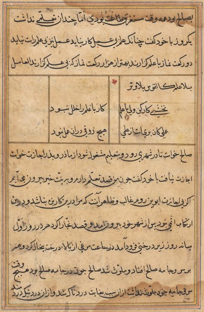 صفحة من حكايات ببغاء توتي ناما: صفحة نصية ، ج. 1560. بواسطة غير معروف