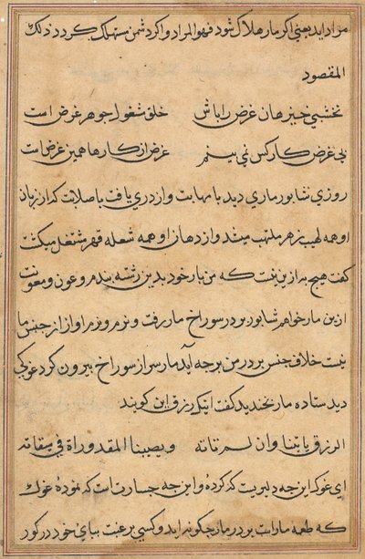 صفحة من حكايات ببغاء توتي ناما: صفحة نصية ، ج. 1560. بواسطة غير معروف