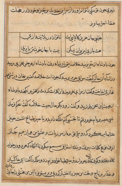 صفحة من حكايات ببغاء توتي ناما: صفحة نصية ، ج. 1560. بواسطة غير معروف