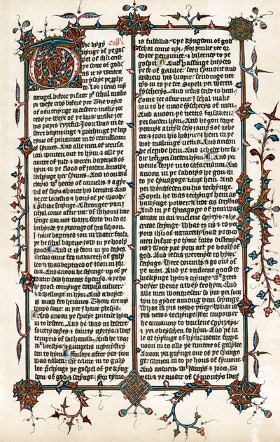 صفحة من ترجمة ويكليف للكتاب المقدس إلى اللغة الإنجليزية ، c1400 بواسطة غير معروف