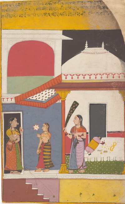 صفحة من جارلاند سلسلة Ragamala المتفرقة من وسائط موسيقية ، كاليفورنيا. 1710. بواسطة غير معروف