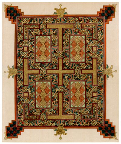 صفحة من أناجيل Lindisfarne ، 710-721 م بواسطة غير معروف