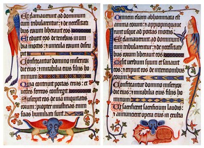 صفحة من النص المصور من Luttrell Psalter ، c1300-c1340 ، c1900-1920 بواسطة غير معروف