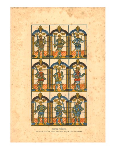 نافذة مطلية ، اثنان من الساكسن إيرل من ميرسيا ، وسبعة نورمان إيرل من تشيستر ، c1845 بواسطة غير معروف
