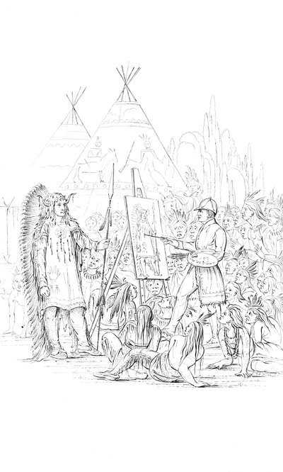 رسم صورة لأميركي أصلي ، 1841 بواسطة غير معروف