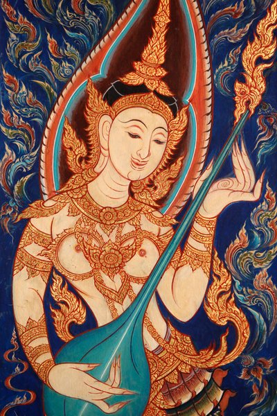 لوحة تظهر apsara تعزف الموسيقى ، Lecce ، Italie بواسطة غير معروف