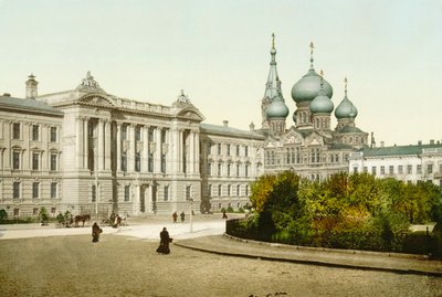 قصر العدل وكنيسة دير القديس بانتيليمون ، أوديسا ، روسيا ، c1880s-c1890s بواسطة غير معروف