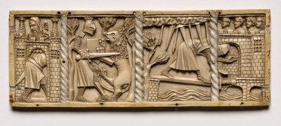 لوحة من النعش بمشاهد من Courtly Romances ، 1330. بواسطة غير معروف