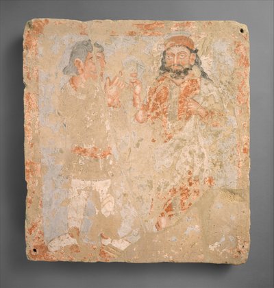 لوحة مع الإله زيوس سرابيس أهرمزد والمصلي ، كاليفورنيا. القرن الثالث الميلادي. بواسطة غير معروف