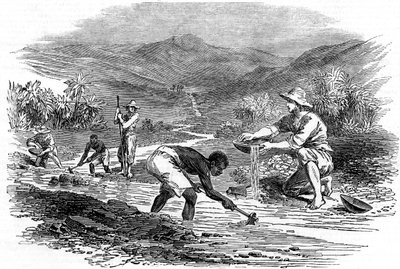 البحث عن الذهب خلال كاليفورنيا كاليفورنيا راش عام 1849 بواسطة غير معروف