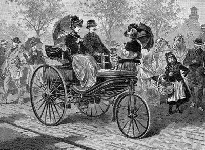 سيارة تعمل بالبنزين من شركة Benz & Co. ، قادرة على 16 كم في الساعة ، c1890s بواسطة غير معروف