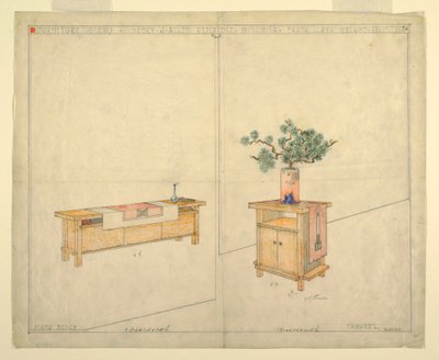 مقعد البيانو وتابوريت ، سكن Henry J. Allen ، Wichita ، KA ، 1917 بواسطة غير معروف