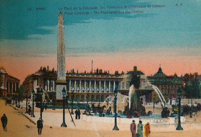 ساحة الكونكورد - النوافير ومسلة الأقصر ، باريس ، c1920 بواسطة غير معروف