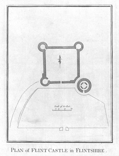 مخطط قلعة فلينت في فلينتشير. ، c1800 بواسطة غير معروف