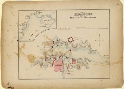 مخطط سيفاستوبول بمساره وتحصيناته ، ج. 1858 بواسطة غير معروف