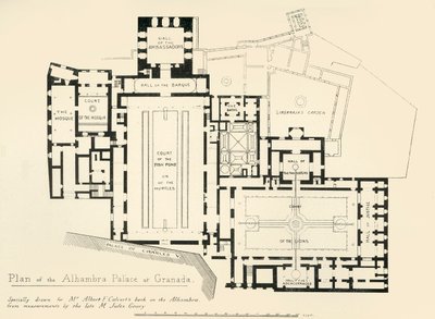 مخطط قصر الحمراء في غرناطة ، القرن التاسع عشر ، 1907. بواسطة غير معروف