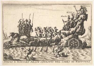 اللوحة 9: قاد Argonauts Hicleus و Naucleus في تعويم Neptune Hicleo e Naucleo Argo ... ، 1664. بواسطة غير معروف