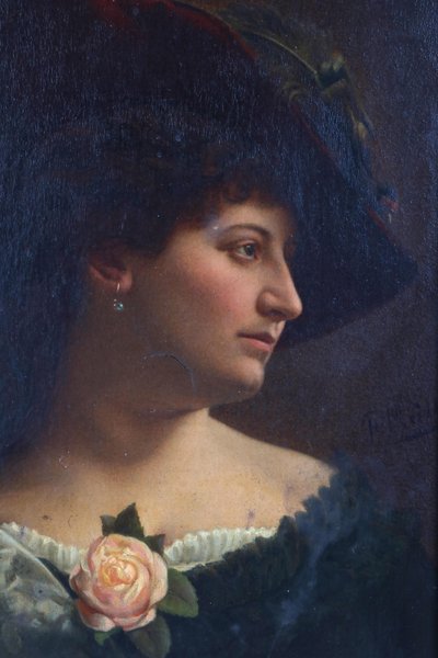 Portait لسيدة في قبعة بواسطة غير معروف