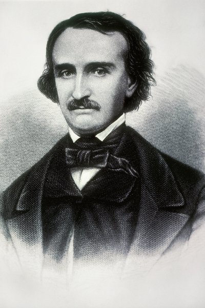 صورة لإدغار آلان بو (1809-1849) ، كاتب أمريكي. نقش القرن التاسع عشر. بواسطة غير معروف