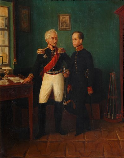صورة الجنرال Fyodor Grigoryevich Friedrich August Goldgeuer 1771-1848 مع Son Mikhail ، c بواسطة غير معروف