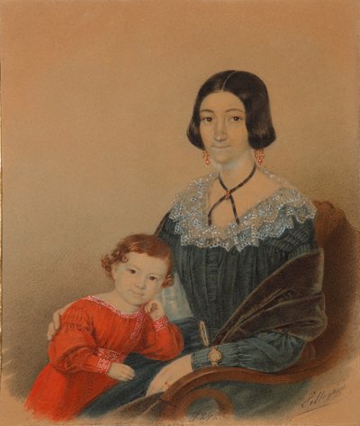 صورة ماريا بروخوروفنا كريفتسوفا مع ابن ألكسندر ، 1841 بواسطة غير معروف