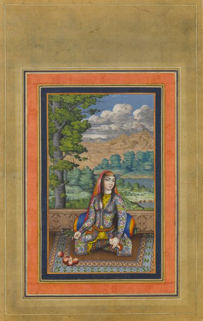 صورة لسيدة فارسية ، فوليو من ألبوم ديفيس ، كاليفورنيا. 1736 - 37. بواسطة غير معروف