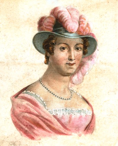 صورة لامرأة في قبعة ذات ريش ، c1750-1850 بواسطة غير معروف