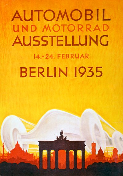 ملصق إعلاني عن معرض السيارات والدراجات النارية في برلين ، فبراير 1935 بواسطة Unbekannt