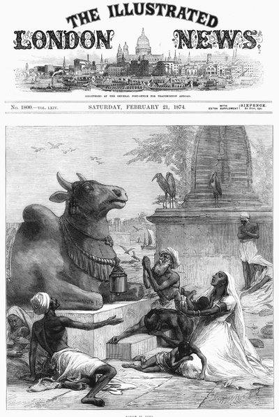 الصلاة على ناندي للإغاثة من المجاعة ، البنغال ، الهند ، 1874 بواسطة غير معروف