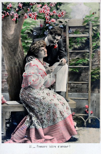 رسالة حب بريمير ، بطاقة بريدية فرنسية عتيقة ، c1900 بواسطة غير معروف