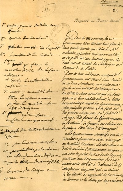 ملاحظات تحضيرية للكونكوردات ، 22 نوفمبر 1800 ، 1921. بواسطة غير معروف
