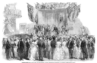 عرض إناء من الذهب ، في ملبورن ، إلى نائب حاكم فيكتوريا ، 1854 بواسطة غير معروف