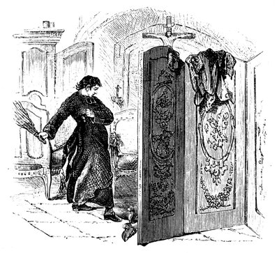 كاهن يجلد التائب مع البتولا ، c1876 بواسطة غير معروف