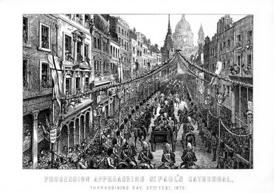 موكب يقترب من كاتدرائية القديس بولس ، عيد الشكر ، 27 فبراير 1872 ، 1899 بواسطة غير معروف