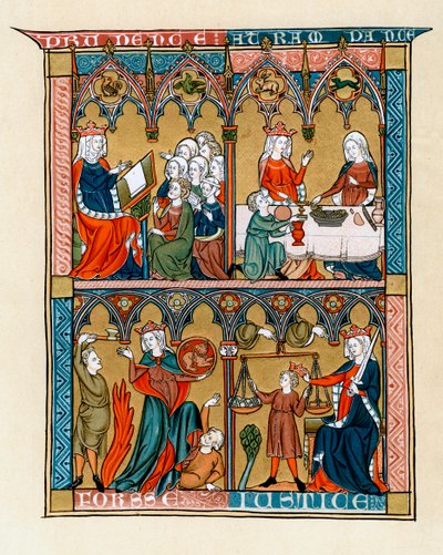 الحكمة والاعتدال والثبات والعدالة ، 1290-1300 بواسطة غير معروف