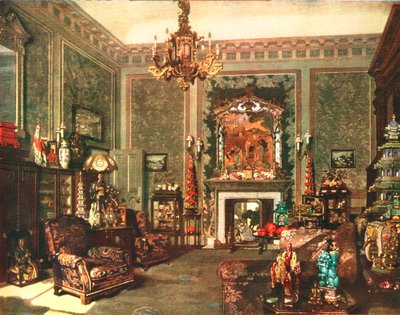 غرفة Queen Marys Chinese Chippendale في قصر باكنغهام ، c1935 بواسطة غير معروف