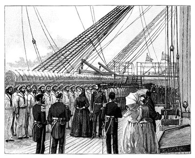 الملكة فيكتوريا تتفقد HMS Galatea ، خليج أوزبورن ، c1860s بواسطة غير معروف