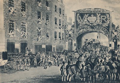 مدخل الملكة فيكتورياس إلى المدينة في طريقها إلى جيلدهول ، 9 نوفمبر 1837 ، 1948. بواسطة غير معروف