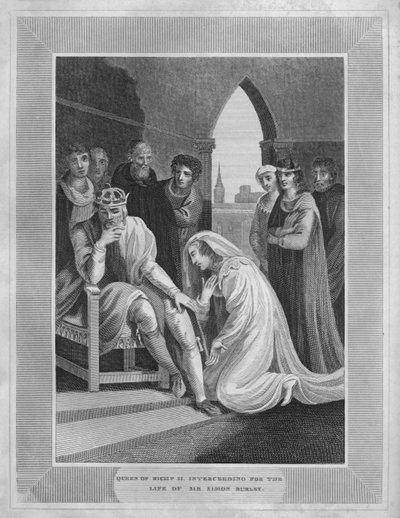 ملكة ريتشارد الثاني. التدخل من أجل حياة السير سيمون بورلي ، 1838 بواسطة غير معروف