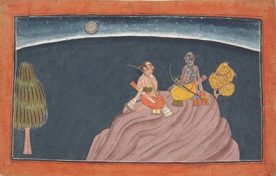 راما ولاكشمانا على جبل بافاراسانا: فوليو من سلسلة شانغري رامايانا ... ، c1690-1710. بواسطة غير معروف
