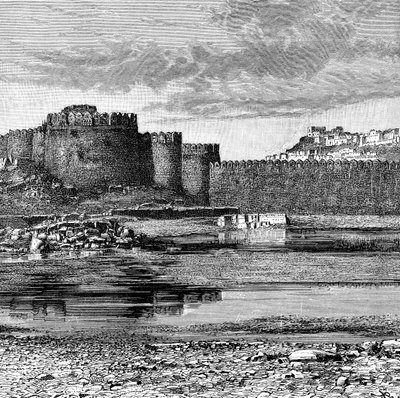 أسوار المدينة والقلعة ، جولكوندا ، الهند ، 1895 بواسطة غير معروف