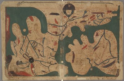 خريطة العالم المستطيلة من: كتاب فضول العلوم والأعاجيب للعيون ، الحادي عشر بواسطة غير معروف