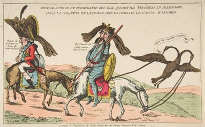 عودة مبتهجة ومنتصرة للبروسي دون كيشوت إلى ألمانيا ، بعد الفتح ... ، كاليفورنيا. 1792. بواسطة غير معروف
