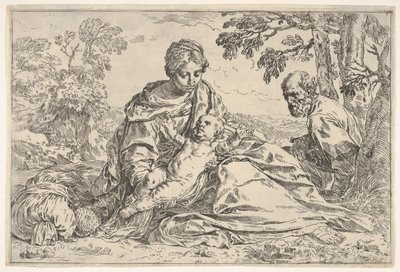 استرح على متن الرحلة إلى مصر ، مريم تحمل الطفل المسيح مع القديس يوسف ... ، كاليفورنيا. 1640 أو بعد ذلك. بواسطة غير معروف