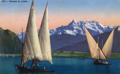 رون ألب ، هوت سافوي (74): قوارب على بحيرة ليمان (بحيرة جنيف) - بطاقة بريدية مؤرخة عام 1938 بواسطة غير معروف