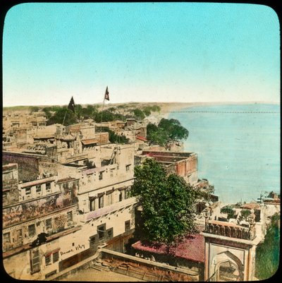 نهر الغانج من مسجد أورنجزيب ، بيناريس ، الهند ، أواخر القرن التاسع عشر أو أوائل القرن العشرين بواسطة غير معروف